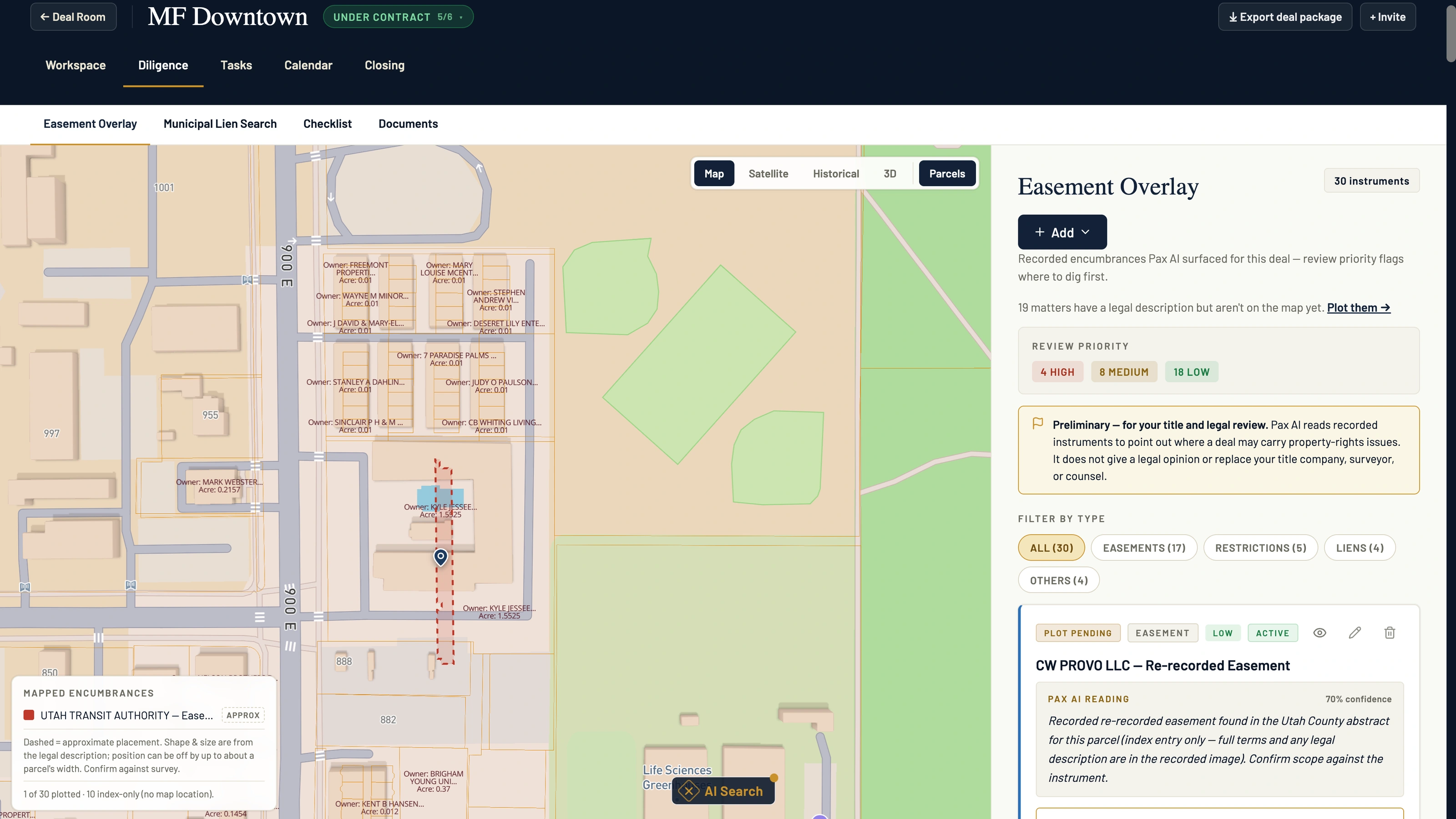 Easements view in Paxiv