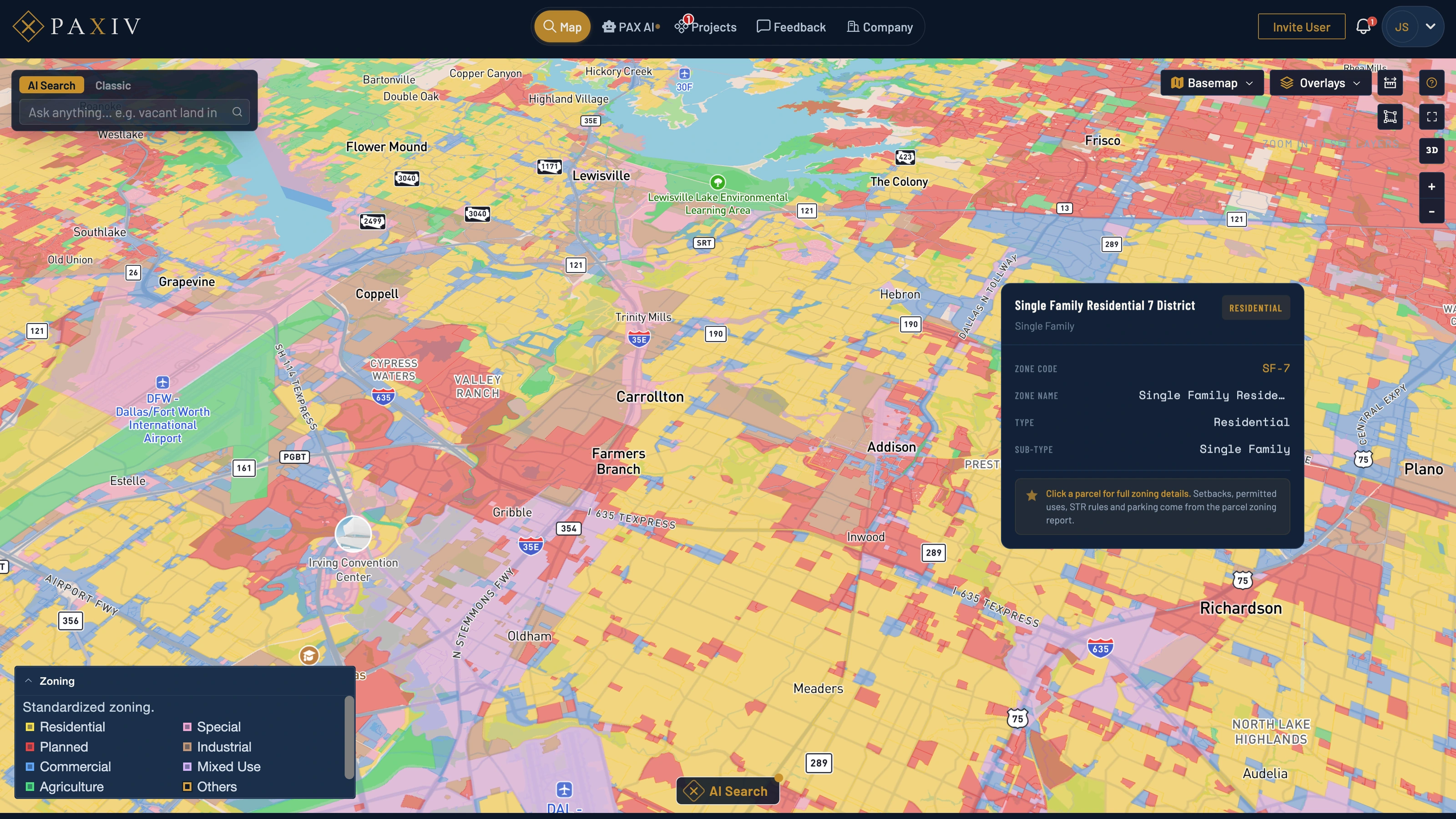 Zoning view in Paxiv